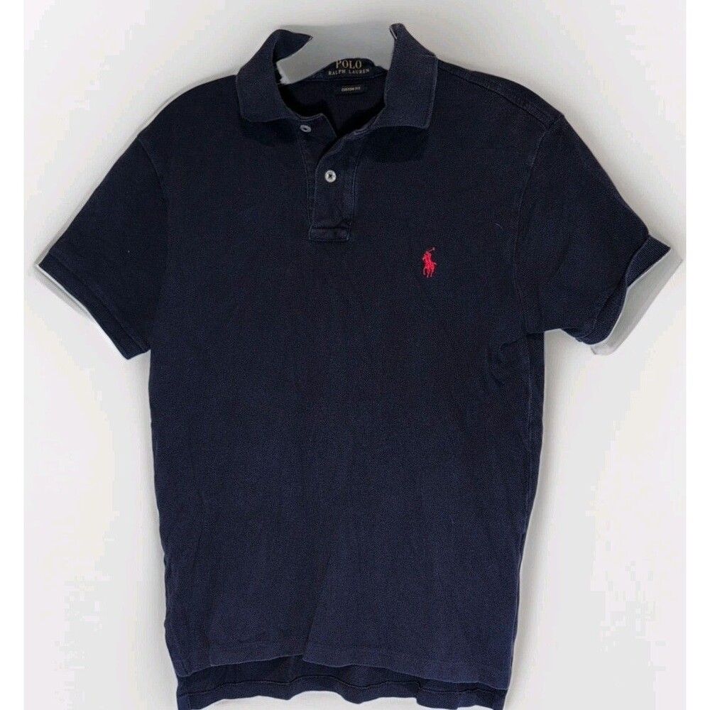 Polo by Ralph Lauren Men's S Blue Solid Short Sleeve Cotton Logo Polo